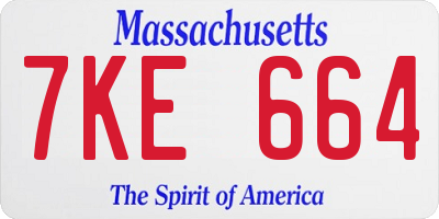 MA license plate 7KE664