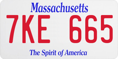 MA license plate 7KE665