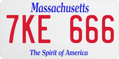 MA license plate 7KE666