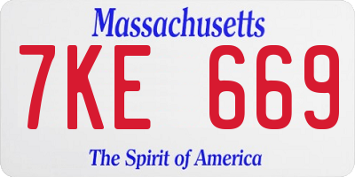 MA license plate 7KE669