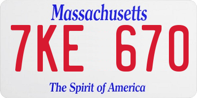 MA license plate 7KE670