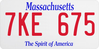 MA license plate 7KE675