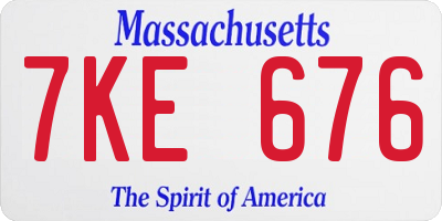 MA license plate 7KE676