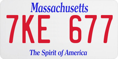 MA license plate 7KE677