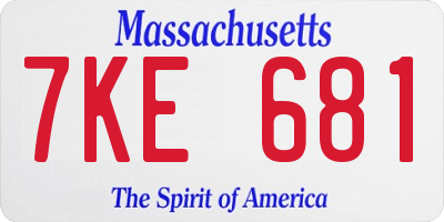 MA license plate 7KE681