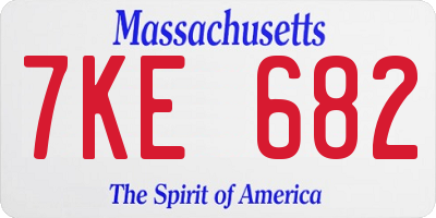 MA license plate 7KE682