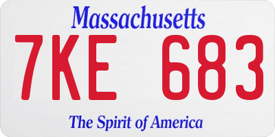 MA license plate 7KE683