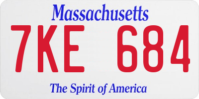 MA license plate 7KE684