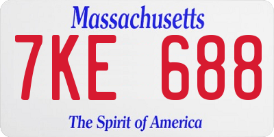 MA license plate 7KE688
