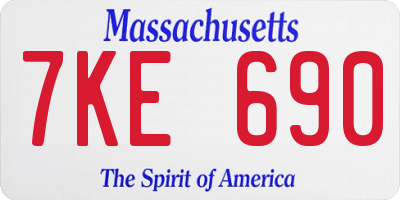 MA license plate 7KE690