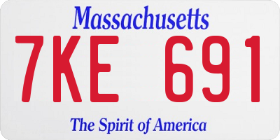 MA license plate 7KE691