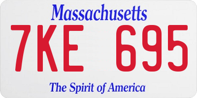 MA license plate 7KE695