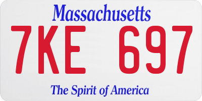 MA license plate 7KE697