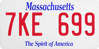 MA license plate 7KE699