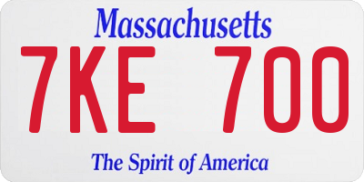 MA license plate 7KE700