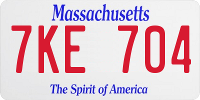 MA license plate 7KE704