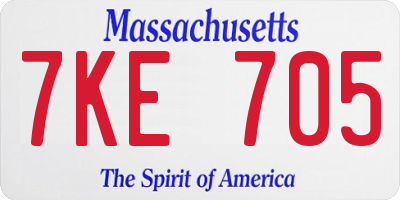 MA license plate 7KE705