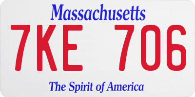 MA license plate 7KE706