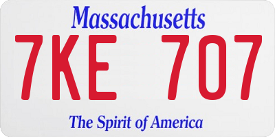 MA license plate 7KE707
