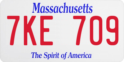 MA license plate 7KE709
