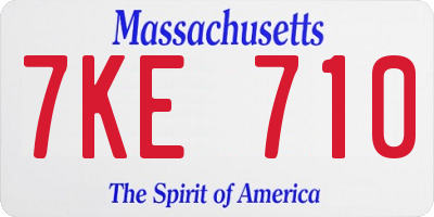 MA license plate 7KE710