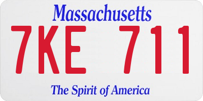 MA license plate 7KE711