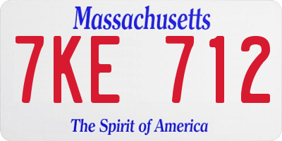 MA license plate 7KE712