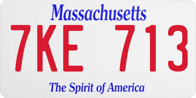 MA license plate 7KE713