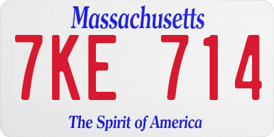 MA license plate 7KE714
