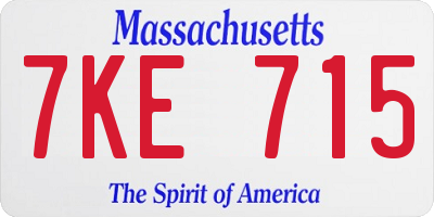 MA license plate 7KE715