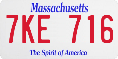 MA license plate 7KE716