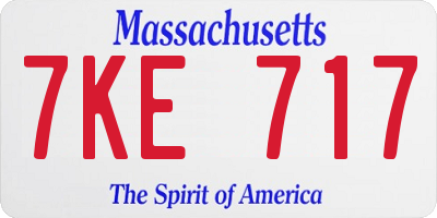 MA license plate 7KE717