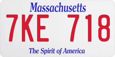 MA license plate 7KE718