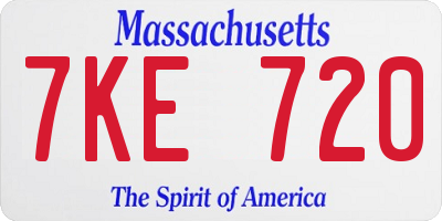 MA license plate 7KE720