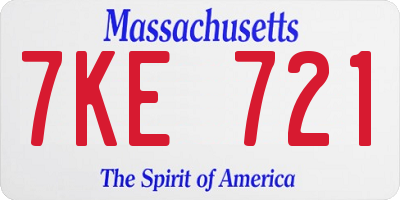 MA license plate 7KE721