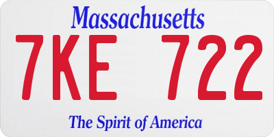 MA license plate 7KE722