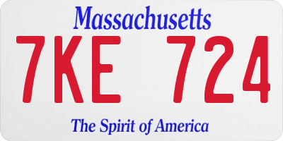 MA license plate 7KE724