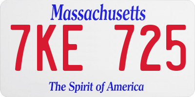 MA license plate 7KE725