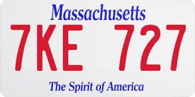MA license plate 7KE727
