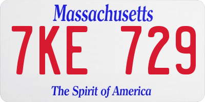 MA license plate 7KE729