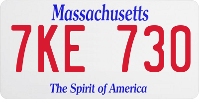 MA license plate 7KE730
