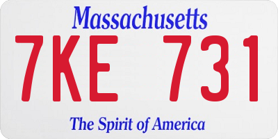 MA license plate 7KE731