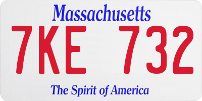 MA license plate 7KE732