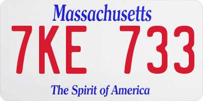 MA license plate 7KE733