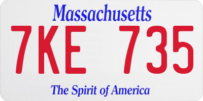 MA license plate 7KE735