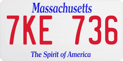 MA license plate 7KE736