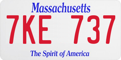 MA license plate 7KE737