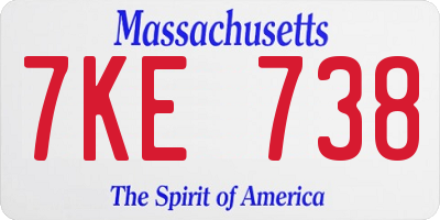MA license plate 7KE738