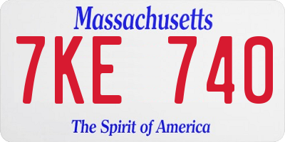 MA license plate 7KE740