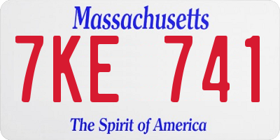 MA license plate 7KE741